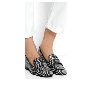 Tory Burch Evette navy and white loafer